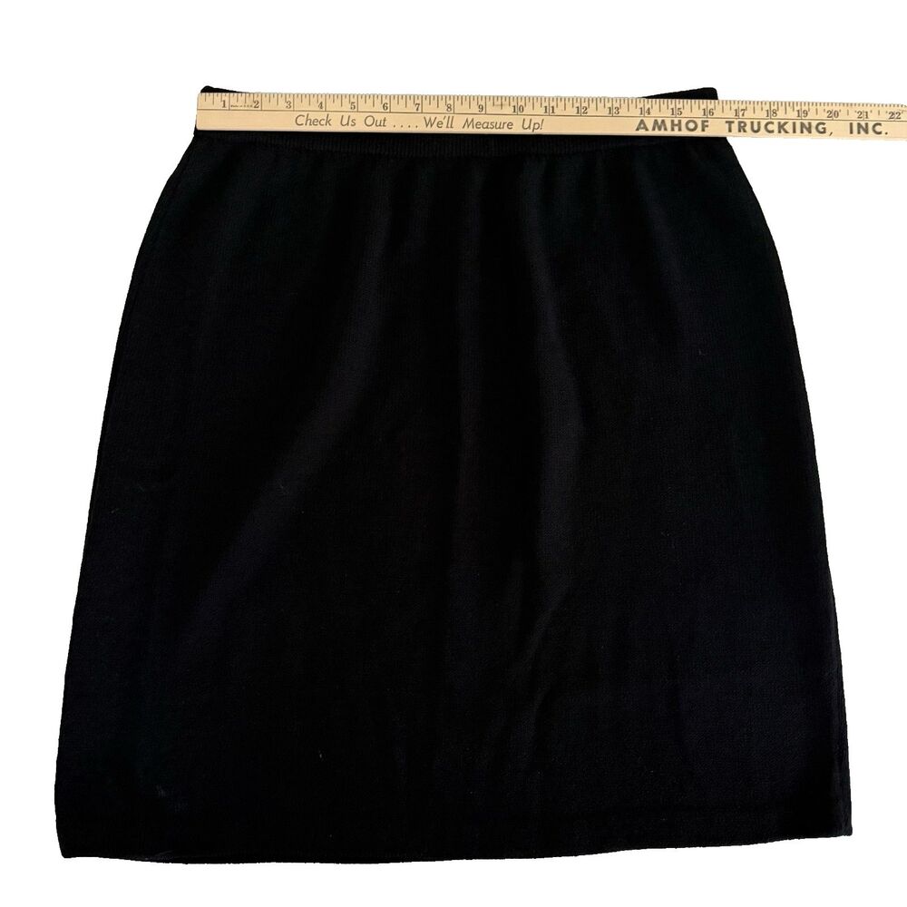 St John Basics Black Santana Knit Pencil Skirt Womens Size 14 Elastic Waist - Picture 4 of 8
